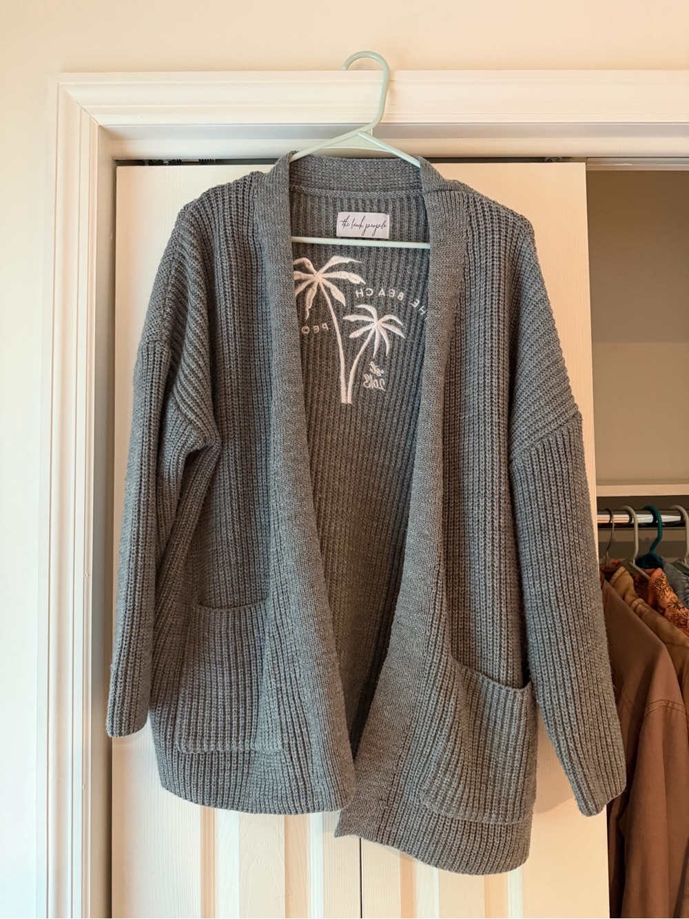 The Lucky Brand Open-Front Gray Ribbed Cardigan